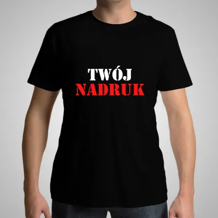 Koszulka bawełniana czarna z nadrukiem FLEX